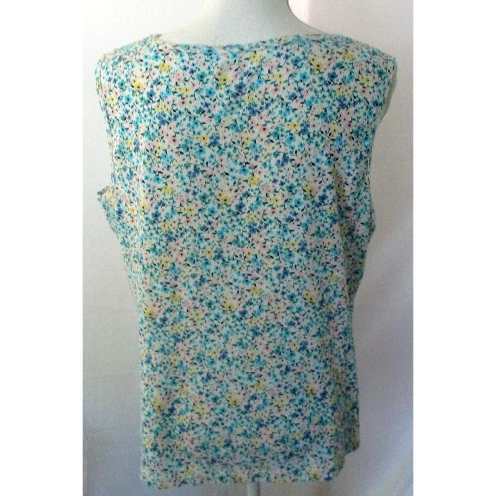 Croft & Barrow Women's Sleeveless Blue Floral Print Tank Shirt Size XL - Picture 5 of 9